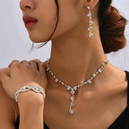 Rhinestone Jewelry Set – Elegant Silver Earrings & Bracelet for Parties, Proms & Everyday Glam