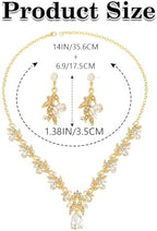 Bridal Wedding Jewelry Set – Gold Crystal Rhinestone Necklace & Earrings