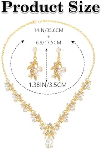 Bridal Wedding Jewelry Set – Gold Crystal Rhinestone Necklace & Earrings