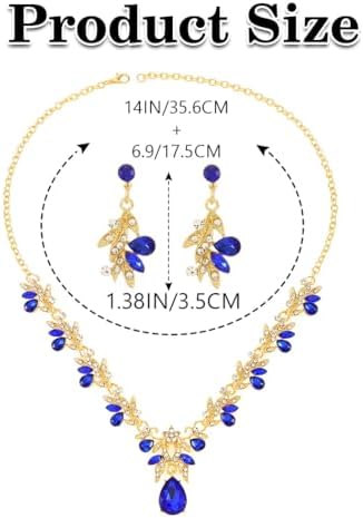 Bridal Wedding Jewelry Set – Gold Crystal Rhinestone Necklace & Earrings