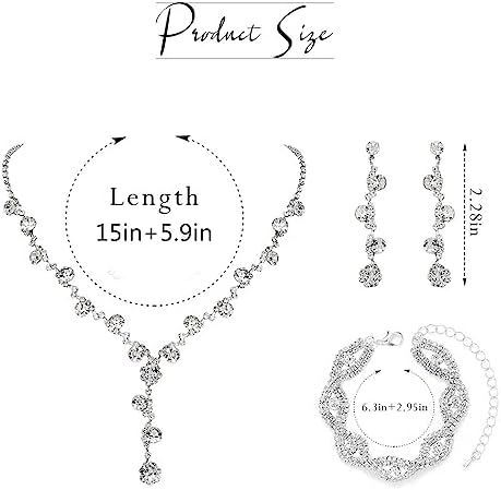 Rhinestone Jewelry Set – Elegant Silver Earrings & Bracelet for Parties, Proms & Everyday Glam