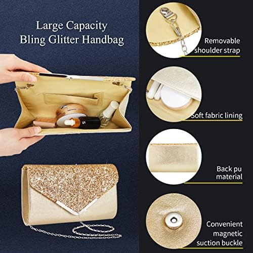 5-Piece Gold Rhinestone Jewelry & Clutch Set