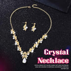 Bridal Wedding Jewelry Set – Gold Crystal Rhinestone Necklace & Earrings