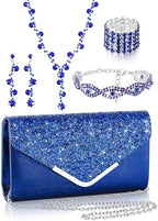 5-Piece Gold Rhinestone Jewelry & Clutch Set