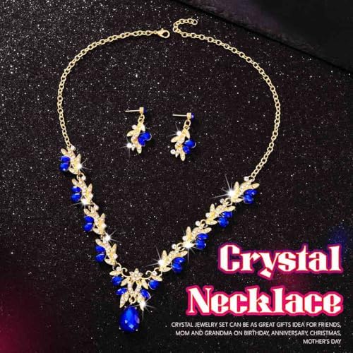 Bridal Wedding Jewelry Set – Gold Crystal Rhinestone Necklace & Earrings