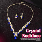 Bridal Wedding Jewelry Set – Gold Crystal Rhinestone Necklace & Earrings
