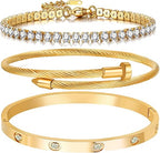 18K Gold Love Bangle Bracelet Set